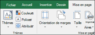 Onglet Mise en page du ruban