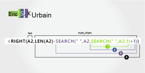 Deuxième fonction SEARCH dans une formule pour la séparation des prénoms, des prénoms et des noms