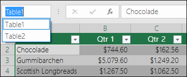 Barre d’adresse Excel à gauche de la barre de formule