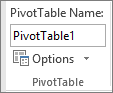 Options de tableau croisé dynamique dans le ruban