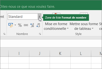 Zone de liste Format de nombre