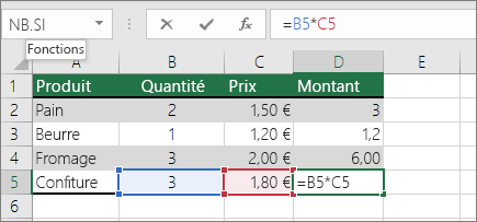 Informations de référence sur les cellules relatives