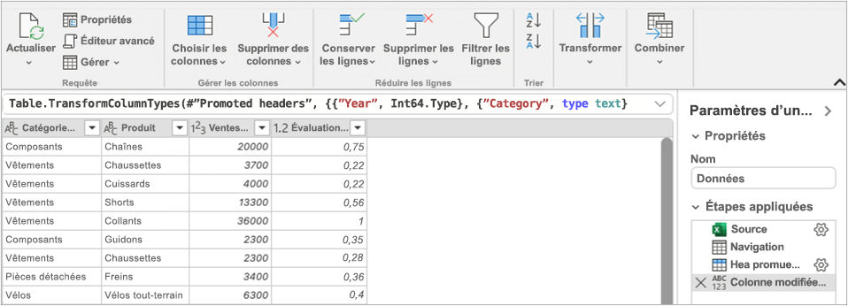 Éditeur Power Query
