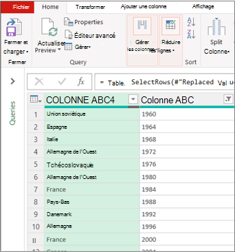 Vue Éditeur Power Query classique