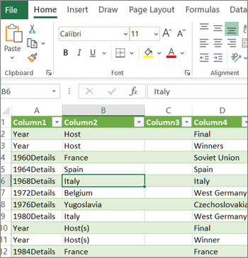 Feuille de calcul Excel classique