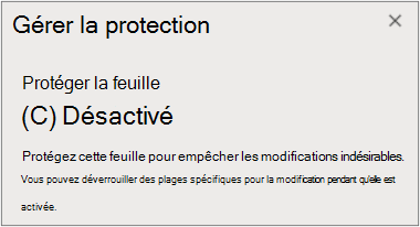 Désactivation de la protection de la feuille