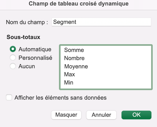 Ajouter un champ de tableau croisé dynamique