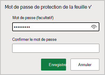 Définition d’un mot de passe de feuille