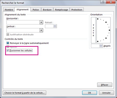 Activer la case Fusionner