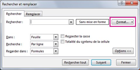 Boîte de dialogue Rechercher