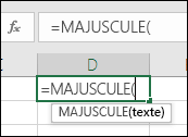Capture d’écran de la barre d’outils Référence de fonction