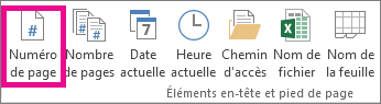 Dans le groupe Éléments d’en-tête & pied de page, cliquez sur Numéro de page