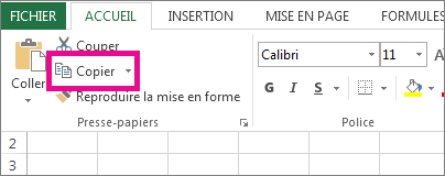 Sous l’onglet Accueil, cliquez sur Copier