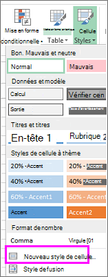 Nouvelle option de style de cellule
