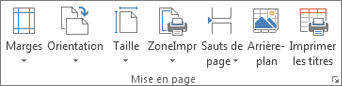 Groupe Mise en page sous l’onglet Mise en page