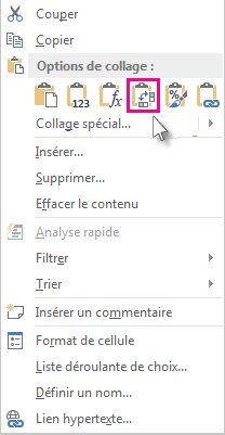 Menu Options de collage