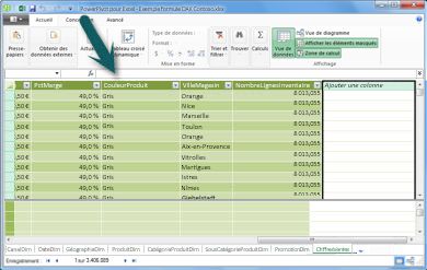 Barre de formule PowerPivot