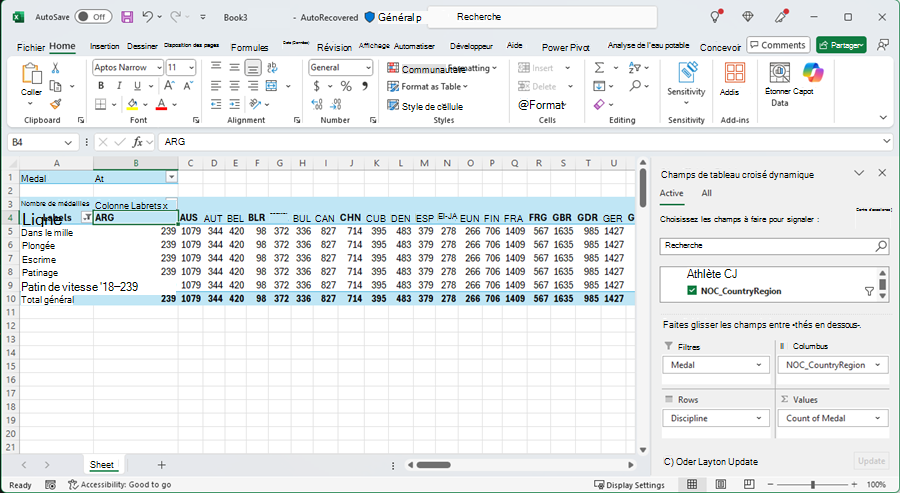 Tableau croisé dynamique mis à jour