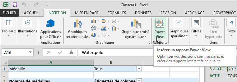 Insérer un rapport Power View