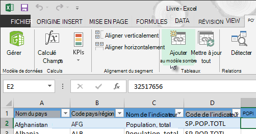 Ajouter de nouvelles données au modèle de données