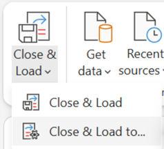Options Fermer & Charger pour l’éditeur Power Query.