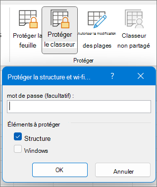 Boîte de dialogue Protéger le classeur