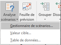 Accéder au Gestionnaire de scénarios à partir des prévisions de données > ? analyse What-If