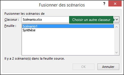 Boîte de dialogue Scénarios de fusion