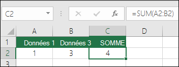La fonction SOMME s’ajuste automatiquement en fonction des lignes ou des colonnes insérées ou supprimées