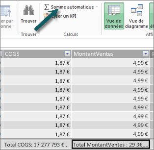 Bouton Somme automatique dans Power Pivot