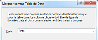 Boîte de dialogue Marquer en tant que table de dates