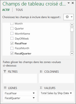 PivotTable PivotTable Field List