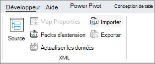 Commandes XML sous l’onglet Développeur