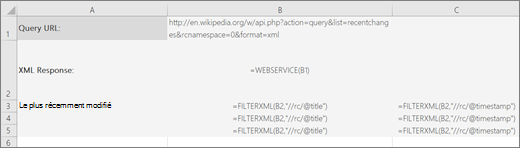 Exemple de fonction FILTERXML