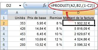 The formula is shown in the formula bar