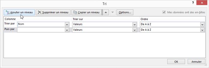 Cliquez sur Ajouter un niveau