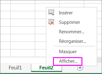 Cliquez avec le bouton droit sur un onglet de feuille pour vérifier la présence de feuilles de calcul masquées.