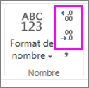 augmenter ou diminuer le nombre de décimales lors de la mise en forme d’un nombre