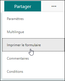 Option Imprimer le formulaire dans Microsoft Forms