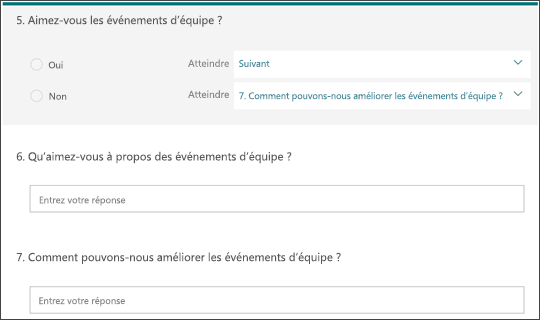 Exemple de question d’embranchement