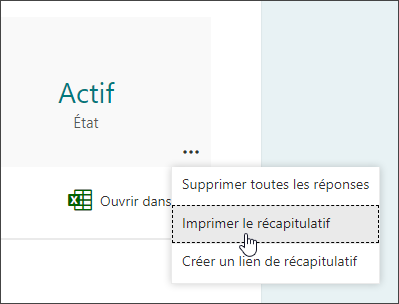 Option Imprimer le résumé dans Microsoft Forms