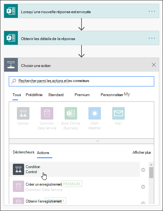 Choisir une condition en tant qu’action dans Power Automate