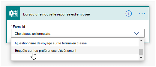 Choisir un formulaire pour votre déclencheur dans Power Automate