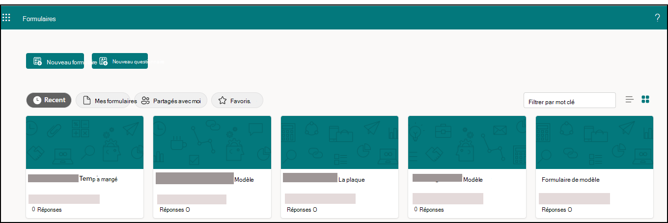 Image des options de modèle dans l’écran des options de modèle Forms