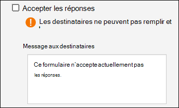 Paramètre Autoriser les réponses pour les formulaires et questionnaires