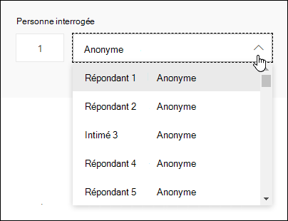 Afficher une liste déroulante des personnes interrogées dans Microsoft Forms