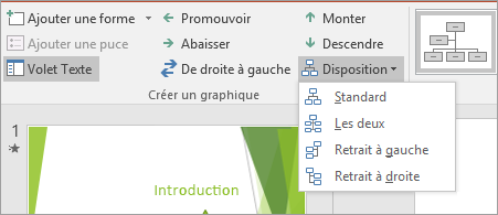 Option Disposition dans les outils SmartArt