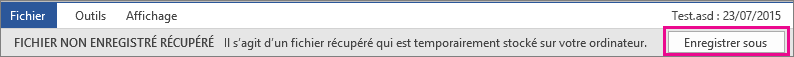 Office 2016 - Enregistrer le fichier récupéré