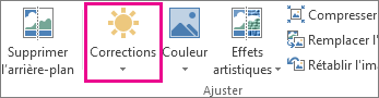 Bouton Corrections sous l’onglet Outils Image