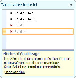 Volet Texte avec X rouge